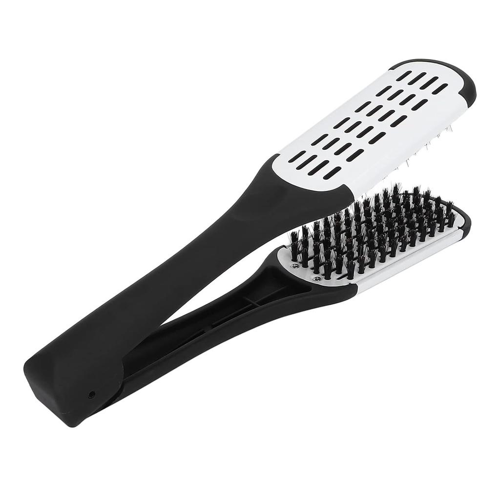 Double Brushes Comb, Clamp Hair Brush Double Sided Brush Hair Straightening DIY Salon Hairdressing Hair Straightener Dual Brush Comb Clamp Hair