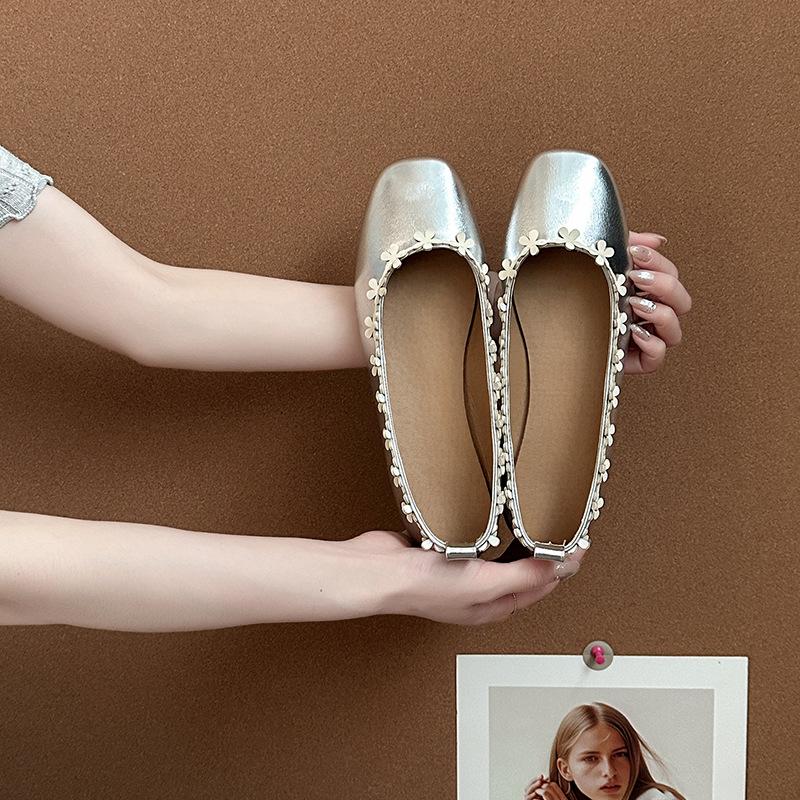 Fashion French Vintage Mary Jane Shoes Round Head Lace Ballet Shoes Women's Summer Flats Single Shoes Grandma Shoes