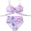 Costume da bagno bikini a due pezzi con spacco tie-dye sexy estivo da donna alla moda