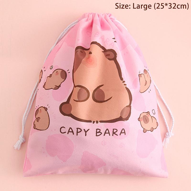 Capybara Travel Drawstring Tote Storage Bag Organizer Bag For Underwear Toy Handbag Storage Bag Cartoon Birthday Gift