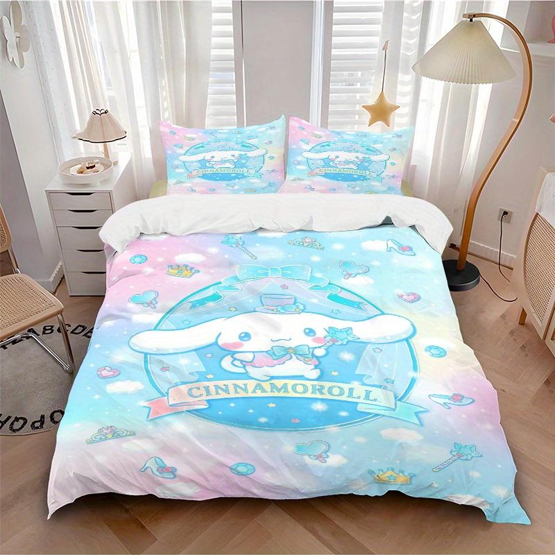 3pcs Magic Wand Cinnamoroll Bedding Set - 1 Soft Quilt Cover + 2 Pillowcases, Machine Washable - Suitable for All Seasons, Perfect Gift for