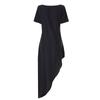 Women's Asymmetric Hem Solid Color Leopard Print Round Neck Loose Short Sleeve