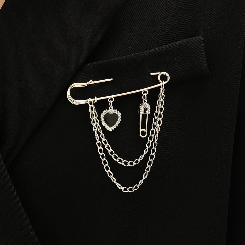 Metal Chain Tassel Chain Pin Butterfly Design Lapel Pin Chain Pendant Brooches Wedding Party