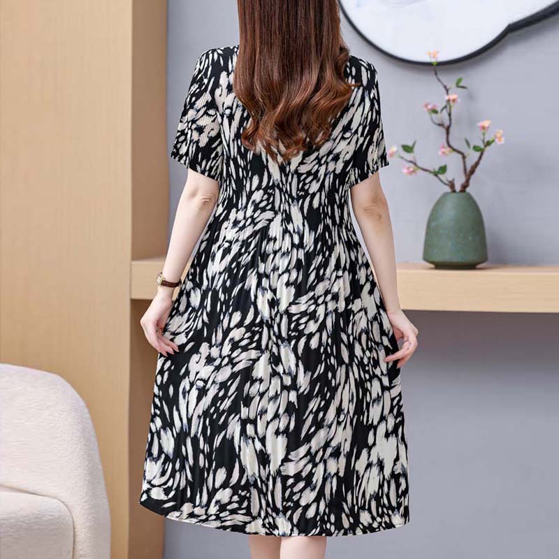 Elegante Chiffon-Kleider für Damen in Übergröße, schmale Kurzarm-Kleider, lange Vintage-Kleider, weibliche Sommerkleidung