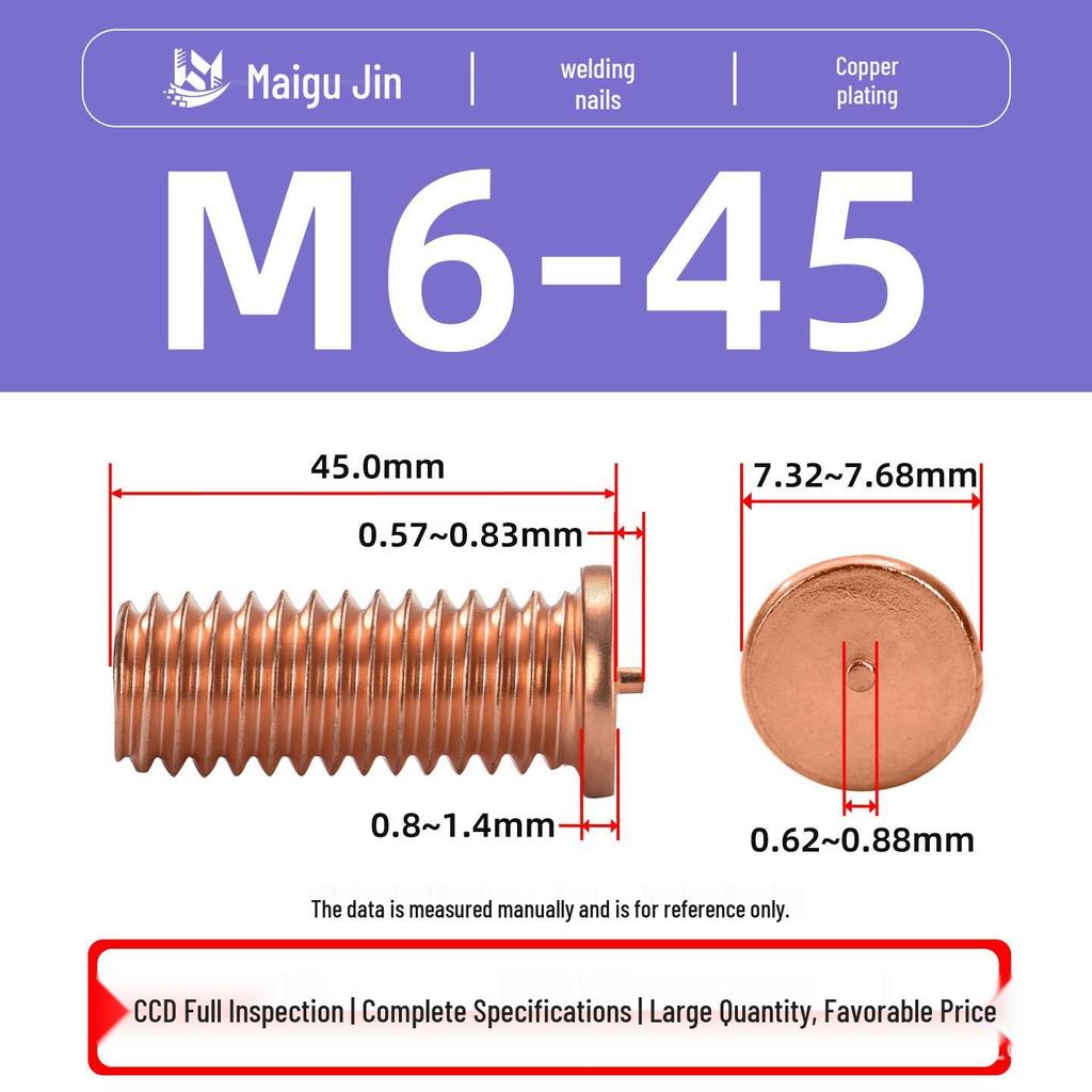 PT-M3M4M5M6M8 Copper-Plated Carbon Steel Projection Weld Studs and Screws