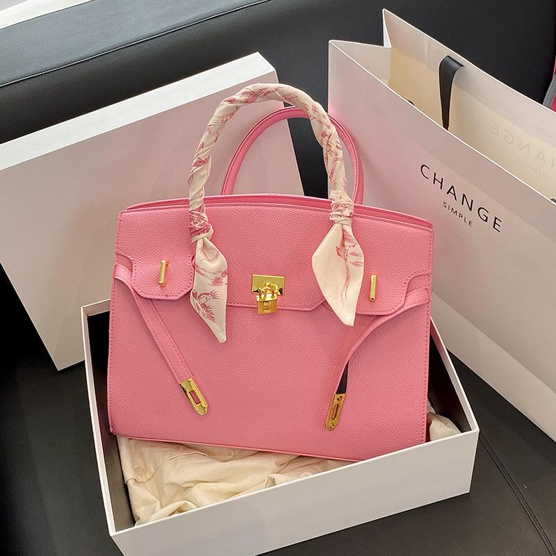 Bag Women's 2025 New Handbag Fashion Trendy Commuter Bag Large Capacity Silk Scarf Decoration Tote Bag Wholesale