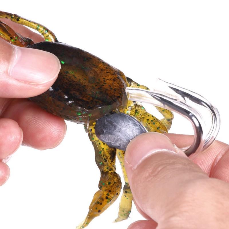HENGJIA Soft Lure Ice Fishing Sinking Crab-Shape Silicone Bait With Hook Anti-Snag Design Winter Use