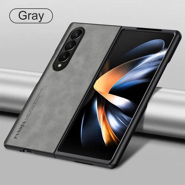 For Samsung Galaxy Zfold4 Zfold6 Zfold Z Fold 5 4 3 Fold5 Fold4 Fold3 5G Silicone Shockproof Bumper Sheepskin Leather Case