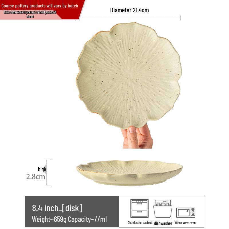 Flower-Shaped Ceramic Plate for Salads and Desserts - Japanese Pottery Style