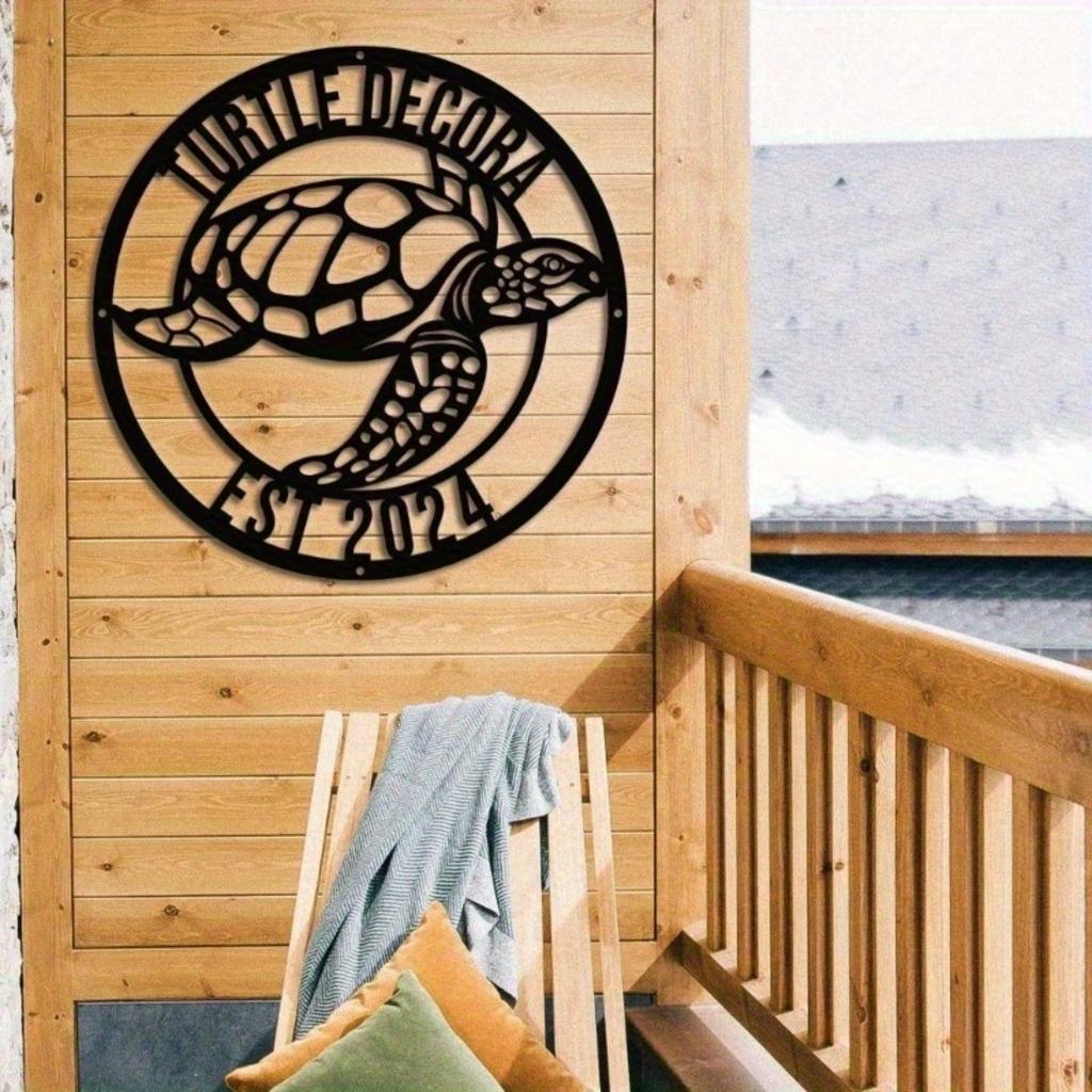 Custom Sea Turtle Metal Sign, Personalized Name Wall Art, Wedding Gift for Couple