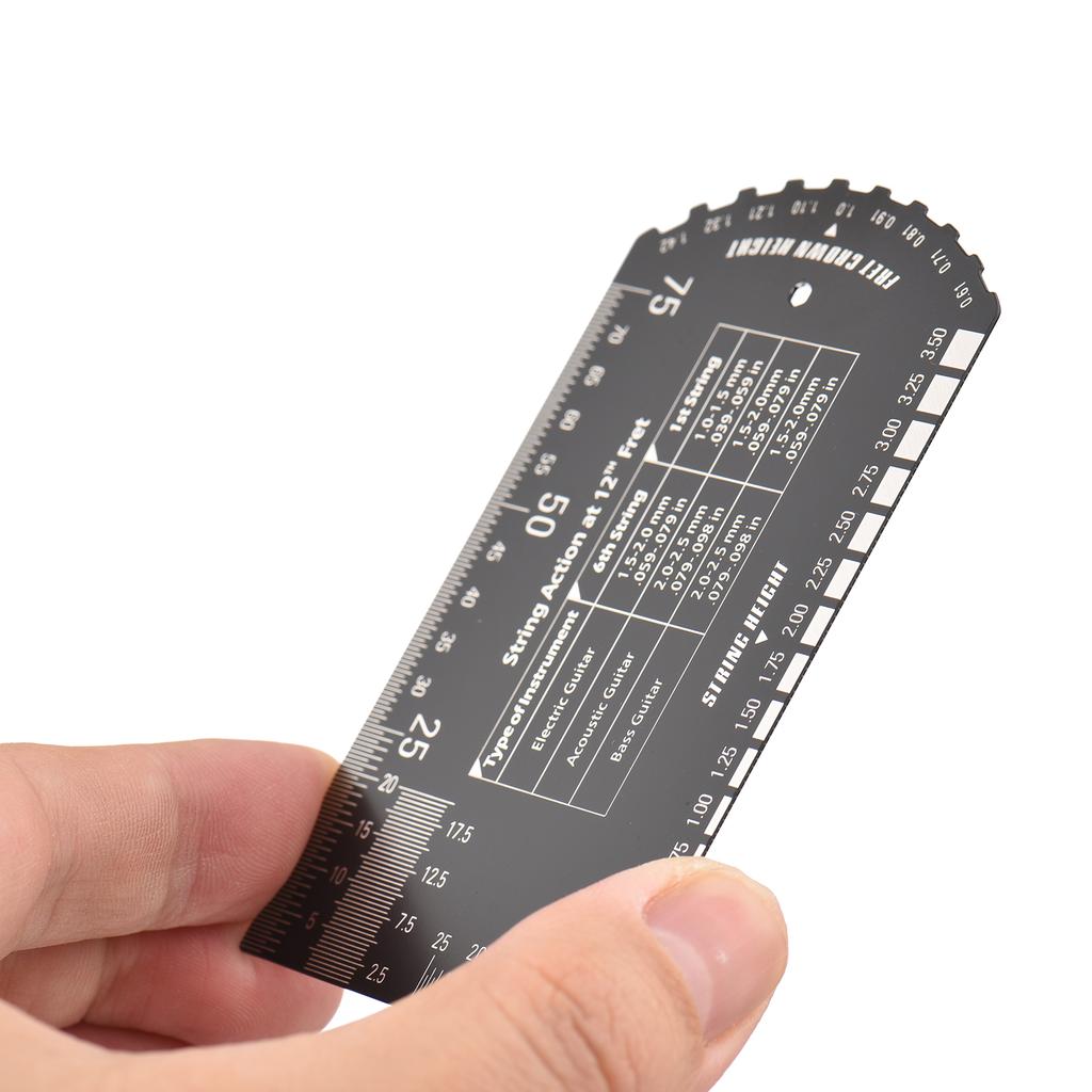 Baroque String Instruments Gauge String Action Gauge Ruler Pocket Size Metallic Ruler for Electric Bass and Acoustic