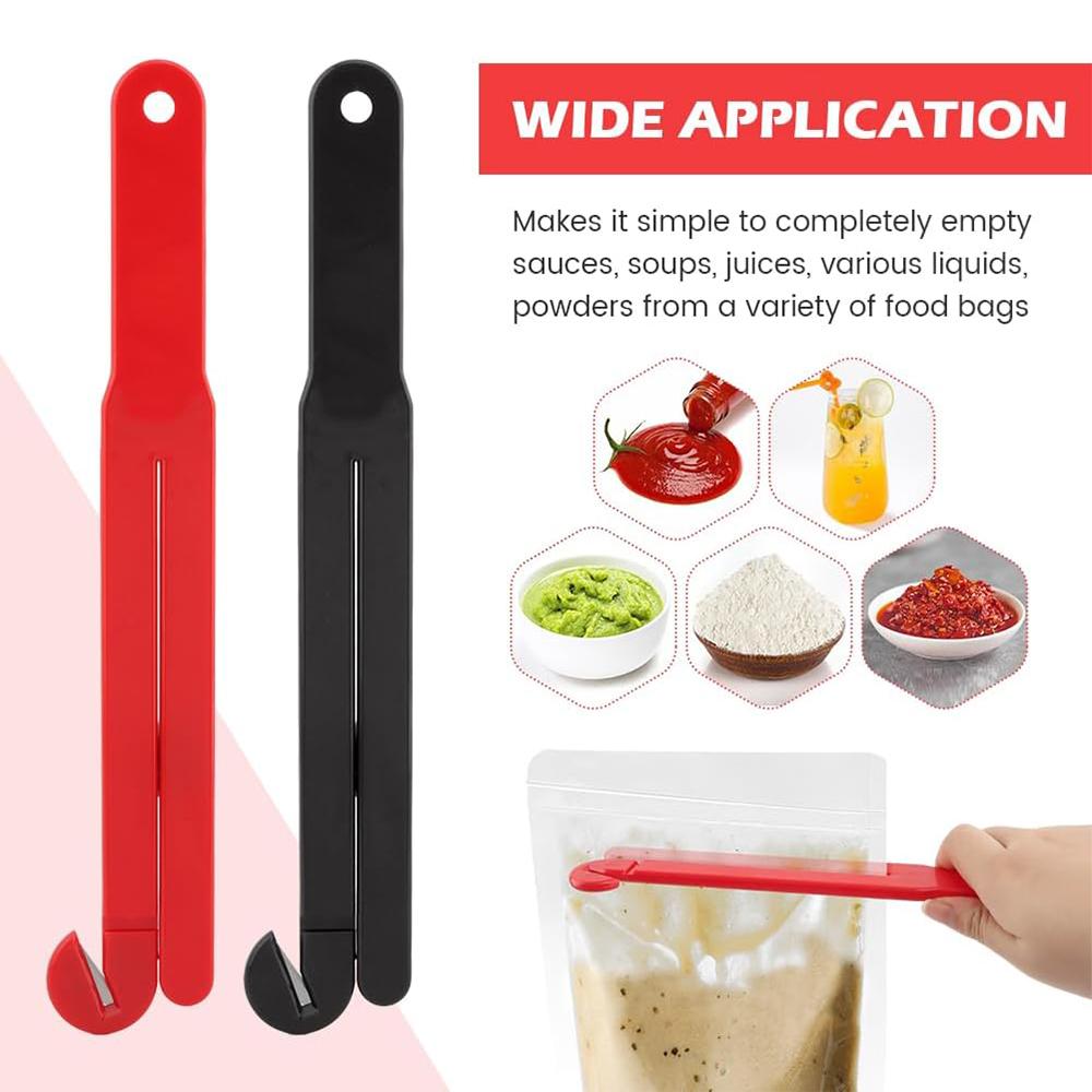 LMETJMA Food Bag Opener Food Bag Pouch Cutter Opener with Stainless Steel Blade Food Bag Cutter Squeezer with Suction Cup Hang