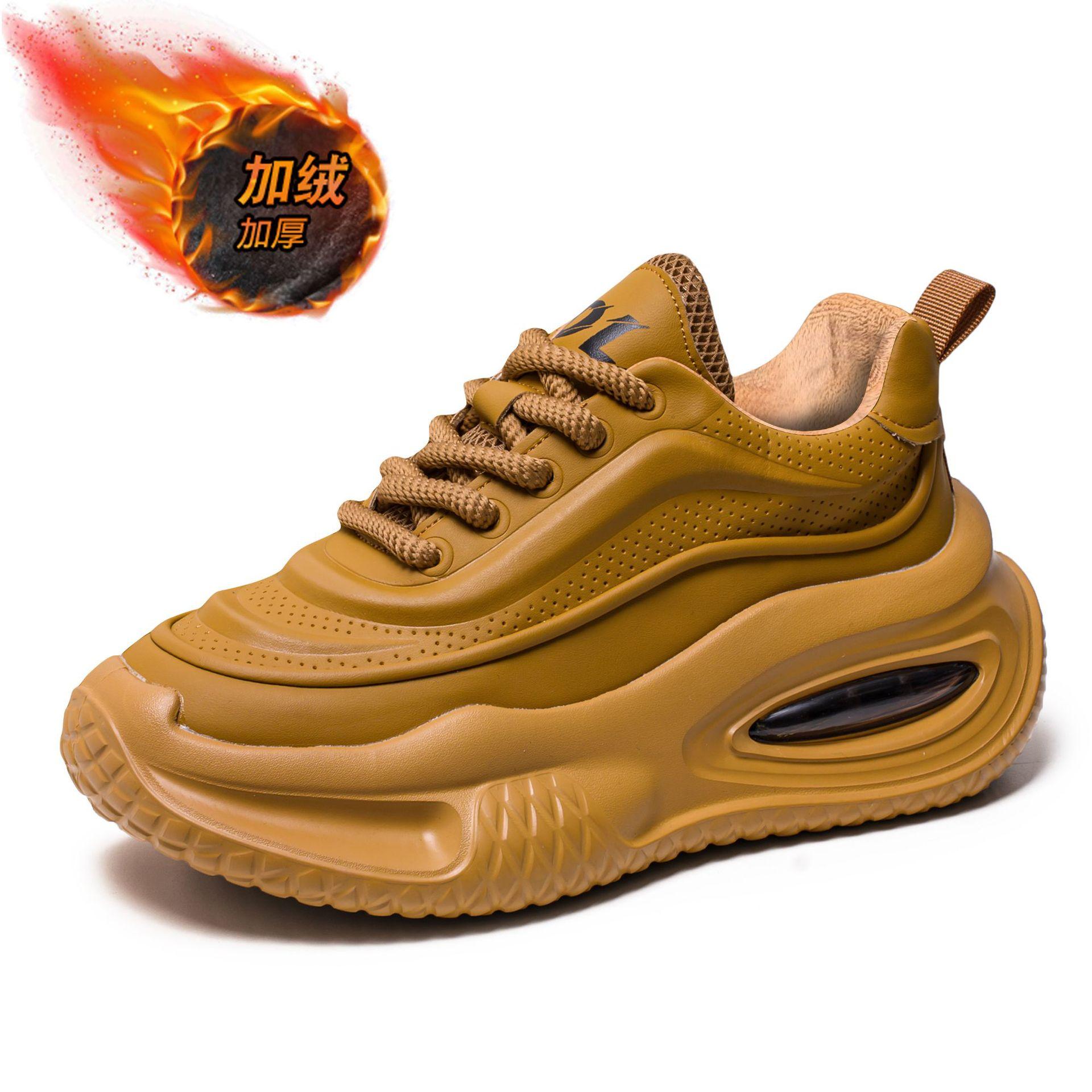 

Spring light luxury Internet celebrity men s thick-soled heightening dad shoes casual leather student sports shoes Douyin live men s shoes 39