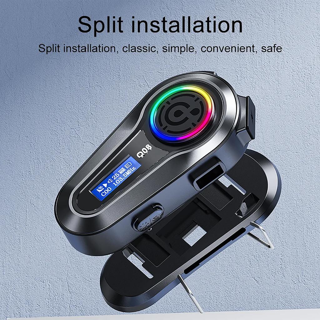 Helmet Intercom Motorcycle Q08 Helmet Earphones Enhanced Sound Effect Digital Display Stereos FM Radio Signal Stability