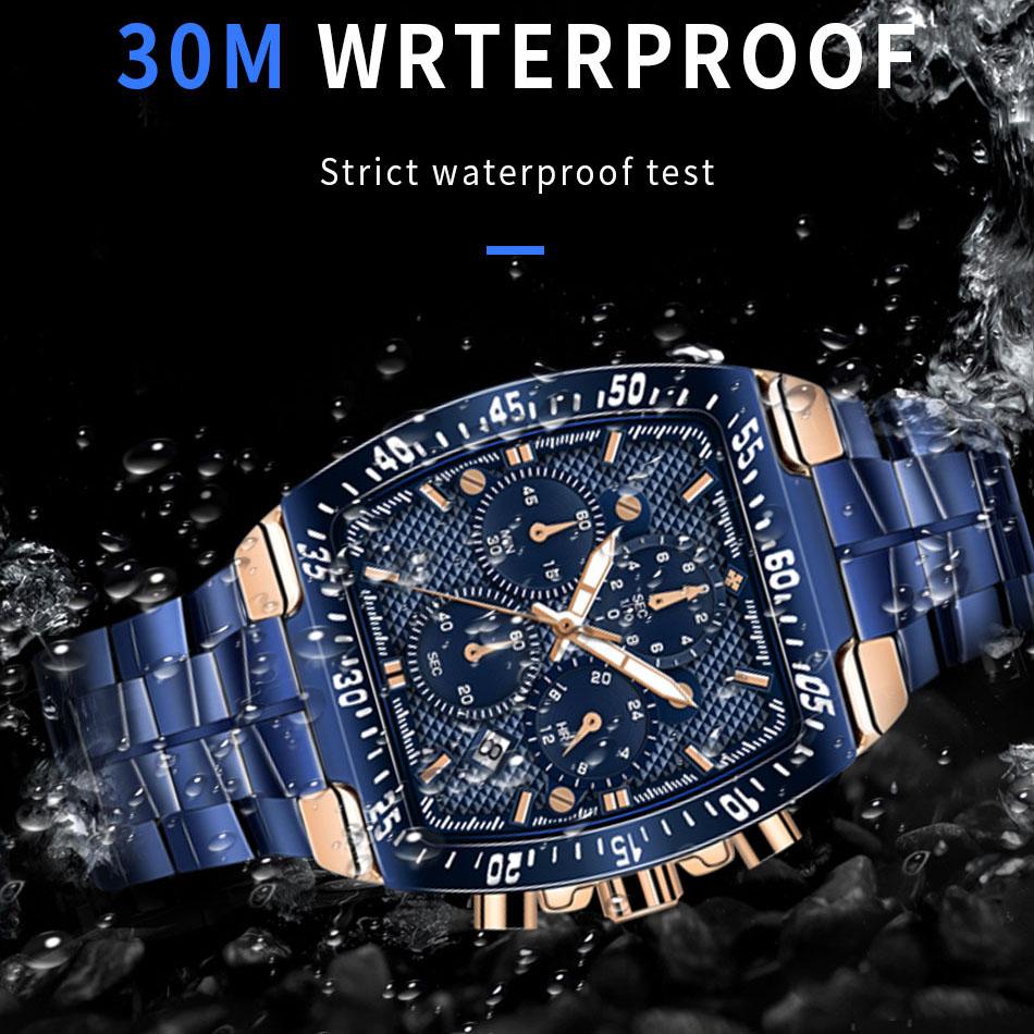 WWOOR Luxury Men's Watches Classic Multifunctional Sports Chronograph Original Quartz Watch For Men Waterproof Stainless Steel