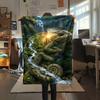 1PC Cute Chameleon  Print FlAannel Blanket, High quality Comfortable for All Seasons, Home Decor, Warmth and Comfort