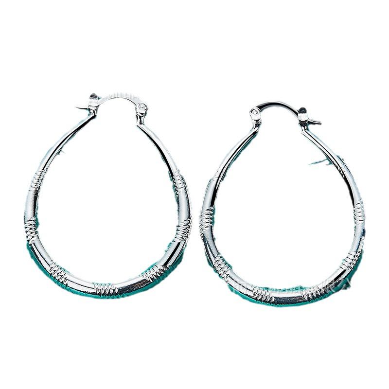 Engraved U-Shaped Silver Hoop Earrings - Women's Jewelry by West Lake Beauty