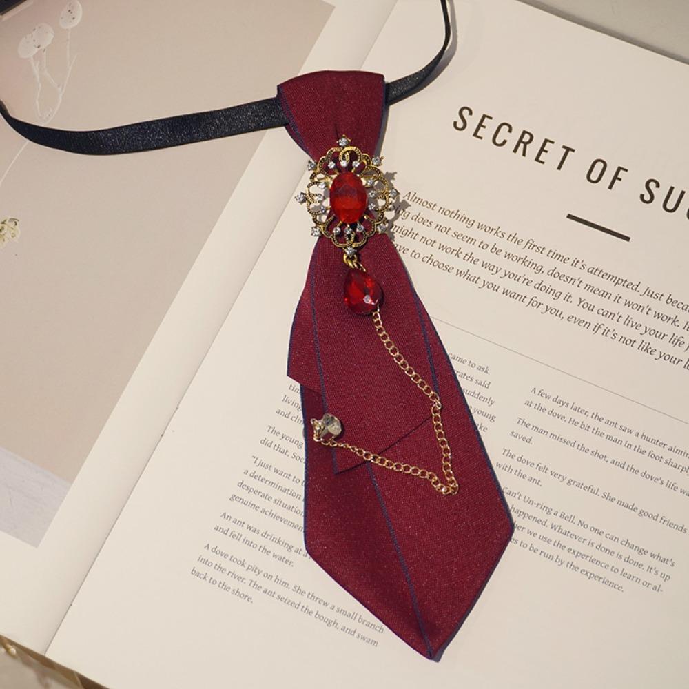 Choker Bow Tie Geometric Pre-tied Tie Y2K Zinc Zinc Alloy Rhinestone Necktie  Uniform Decoration
