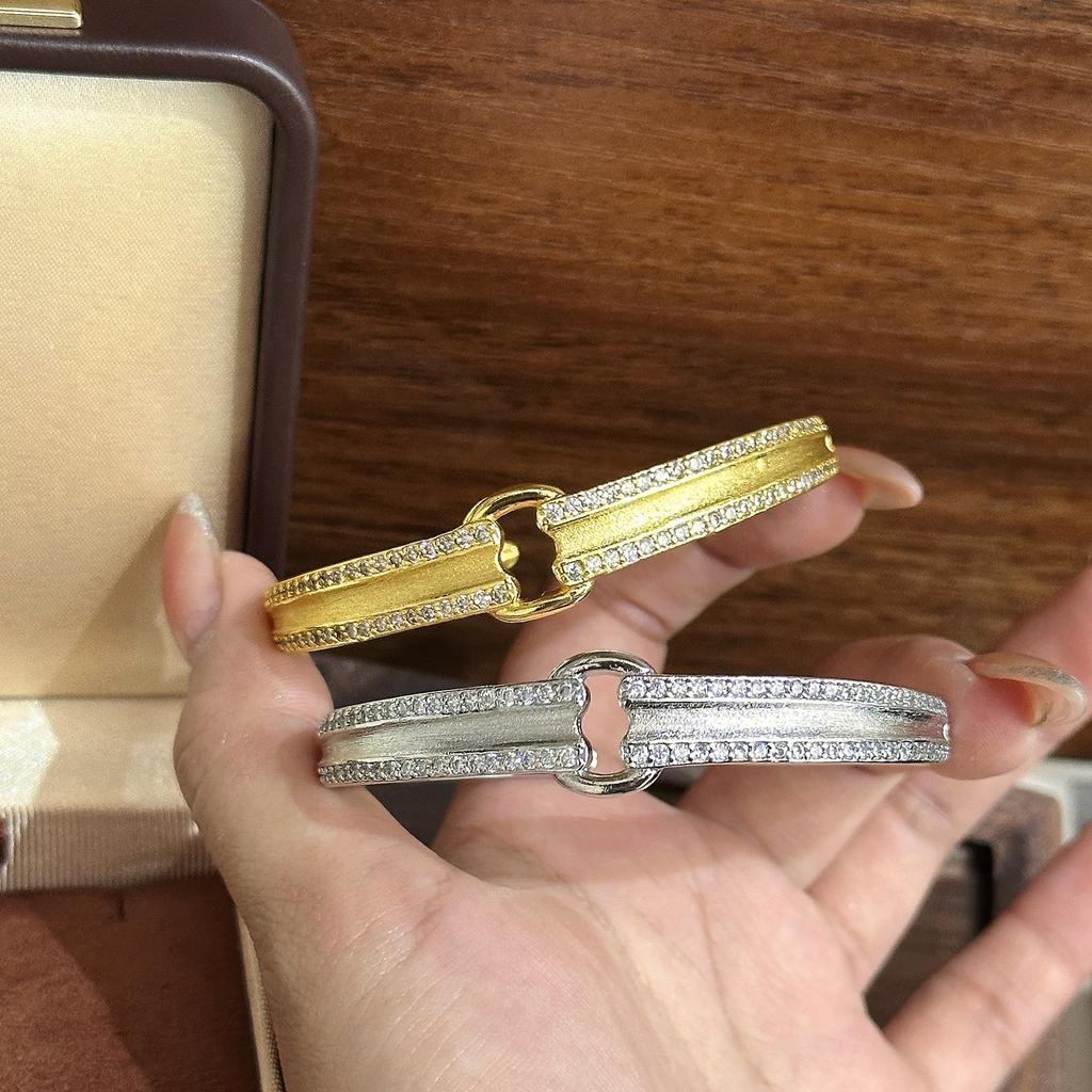 Brushed Yuanbao Lock Bracelet Opening Design High-end Elegant and Versatile Bracelet