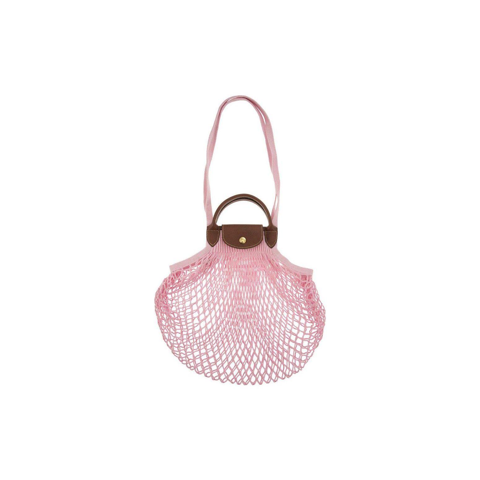 

Longchamp Le Pliage Filet 38 Hollow Snap Closure Cotton And Leather Trim Shoulder Crossbody Tote Bag Women Handbags Pink 10121HVH018 Pink