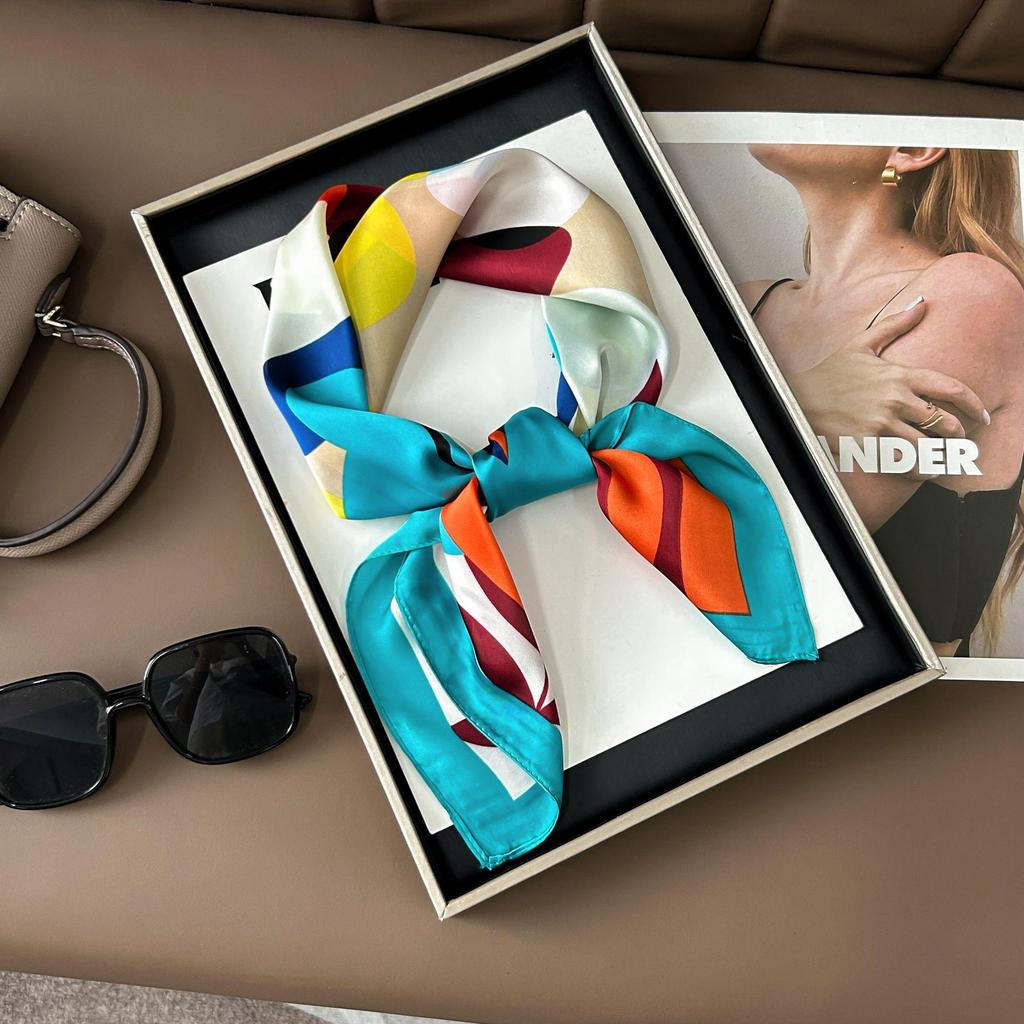 Korean Style High-End Printed Silk Scarf - Versatile Fashion Accessory