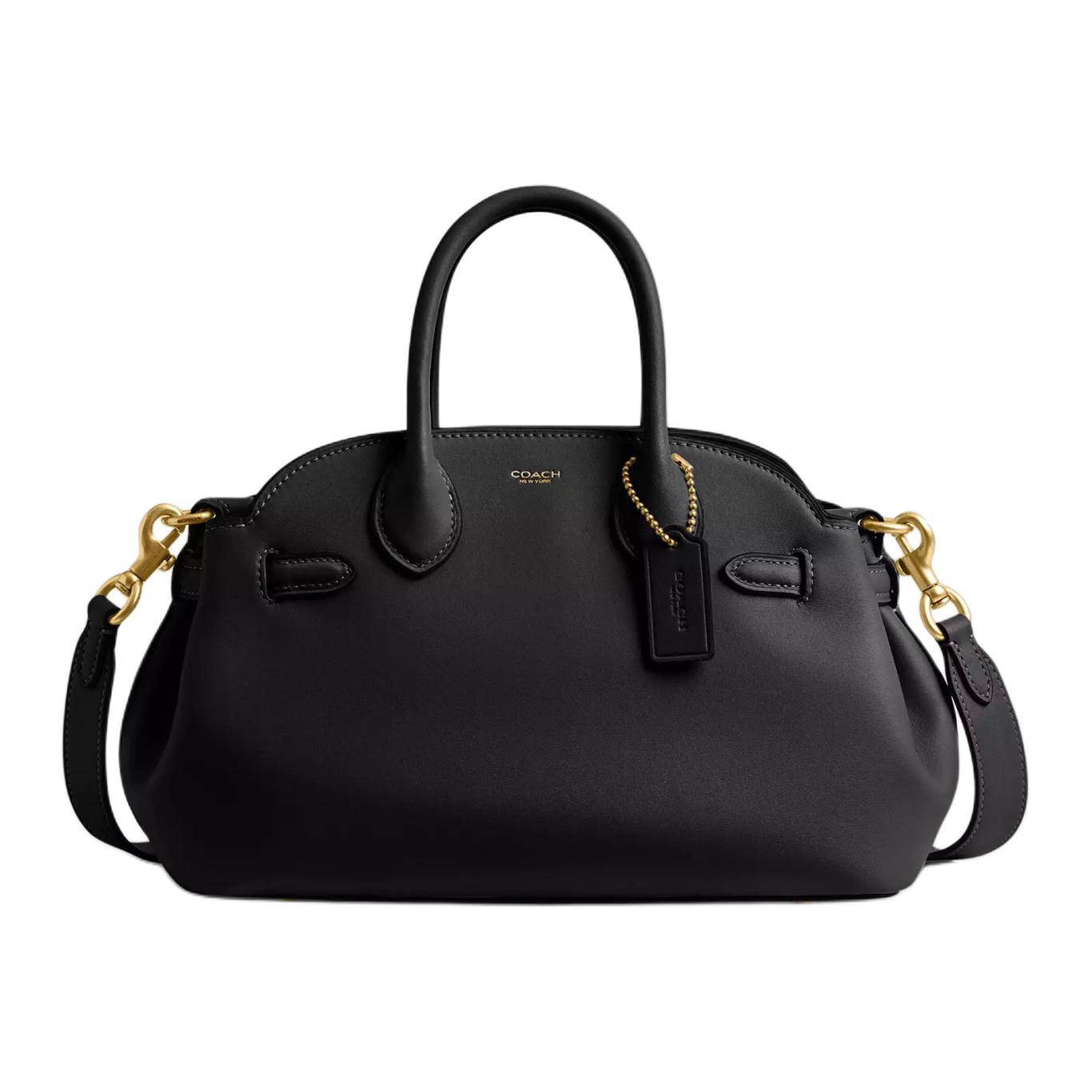 

Coach Empire Carryall 26 Logo Zip Closure Leather Crossbody Shoulder Tote Bag Medium Women Tote Bag Black CU066-B4BK Basic Set (Bag+Dust Bag)