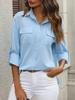 2024 Women's European & American Style Casual Button-Up Solid Color Loose Shirt - Spring/Summer Collection.