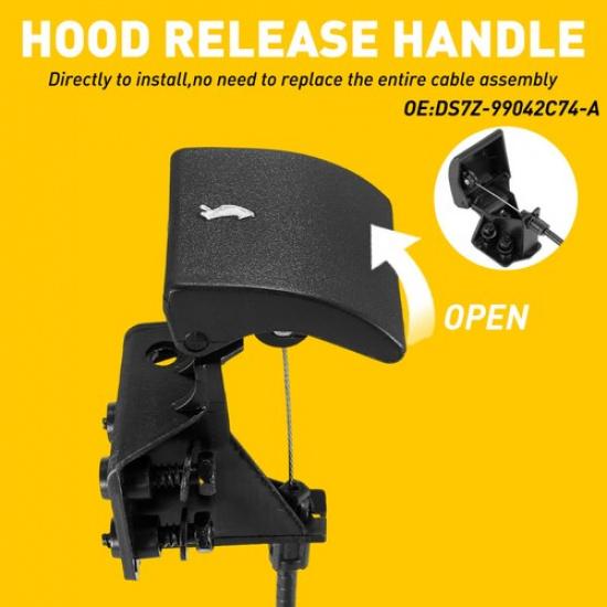 w/ Handle Hood Latch Release Cable For 05-10 Jeep Grand Cherokee Commander EXV