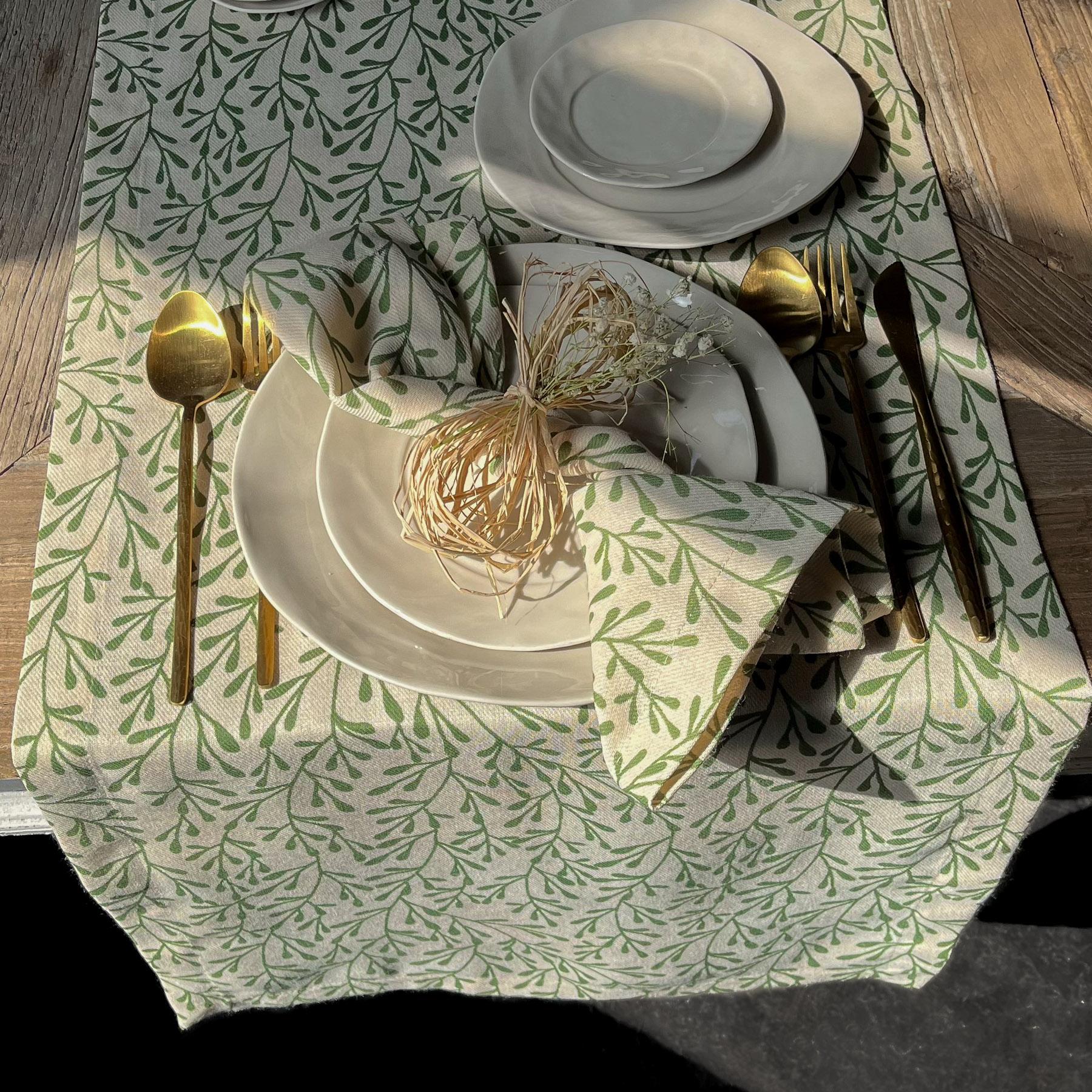 

Sertex Home Кремовый бегун с рисунком листьев