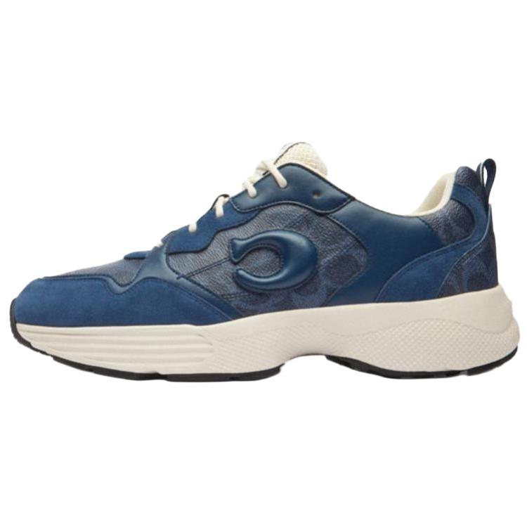 

Coach Strider Cow Split Leather Synthetic Leather Round Toe Lace-Up Low-Top Casual Shoes Men sneakers Dark-Blue CAF87_XJF 42