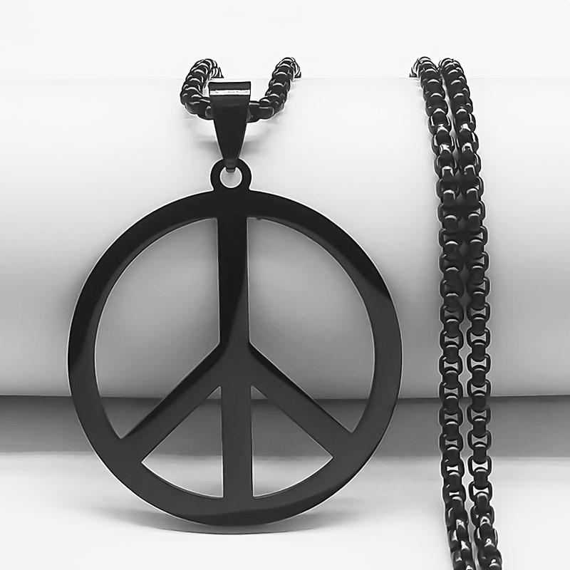 Vibrant Peace Sign Necklace - Stainless Steel Chain Jewelry for Men with Hippie Vibes - Unique Gift Idea for Friends and Family