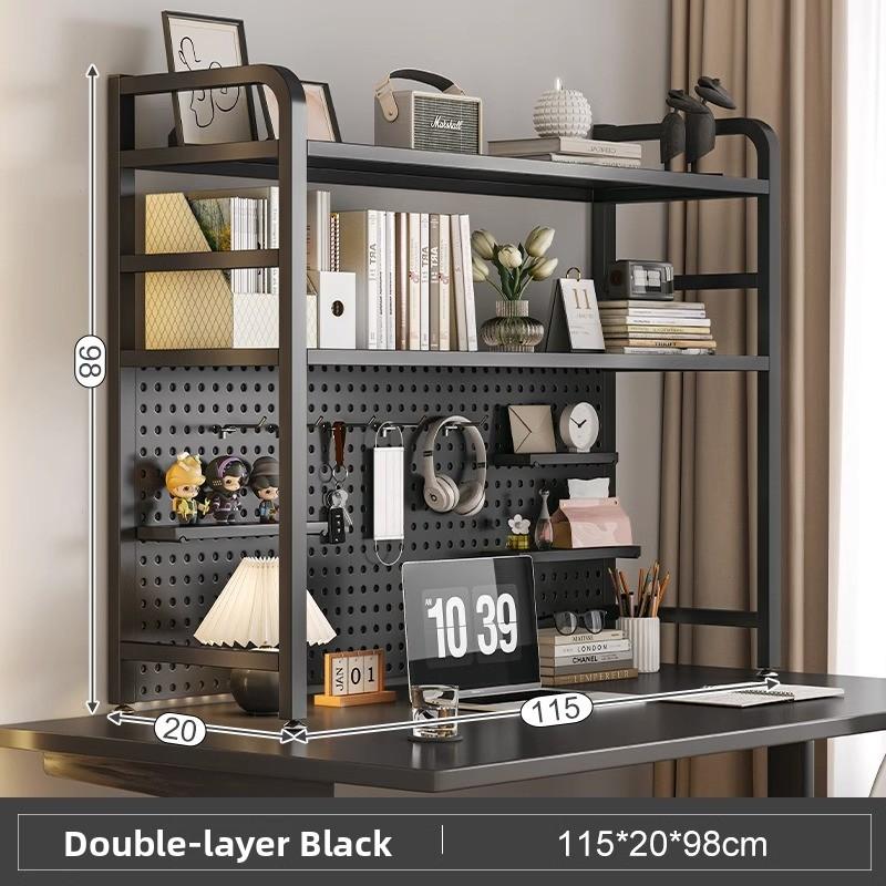 Multi-Layer Desktop Hole Board Storage Rack Stand up Computer Desk Organizer Student Dormitory Bookcase Horizontal Shelf Holder