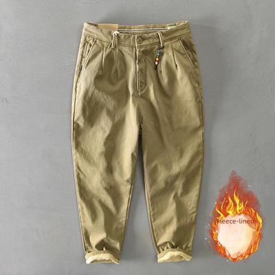 Z338 Men's Cotton Plus Velvet Warm Casual Overalls - Autumn/Winter Edition