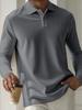 Spring and Autumn Solid Color Plaid Business Casual POLO Shirt Texture Men's Sports Polo Shirt