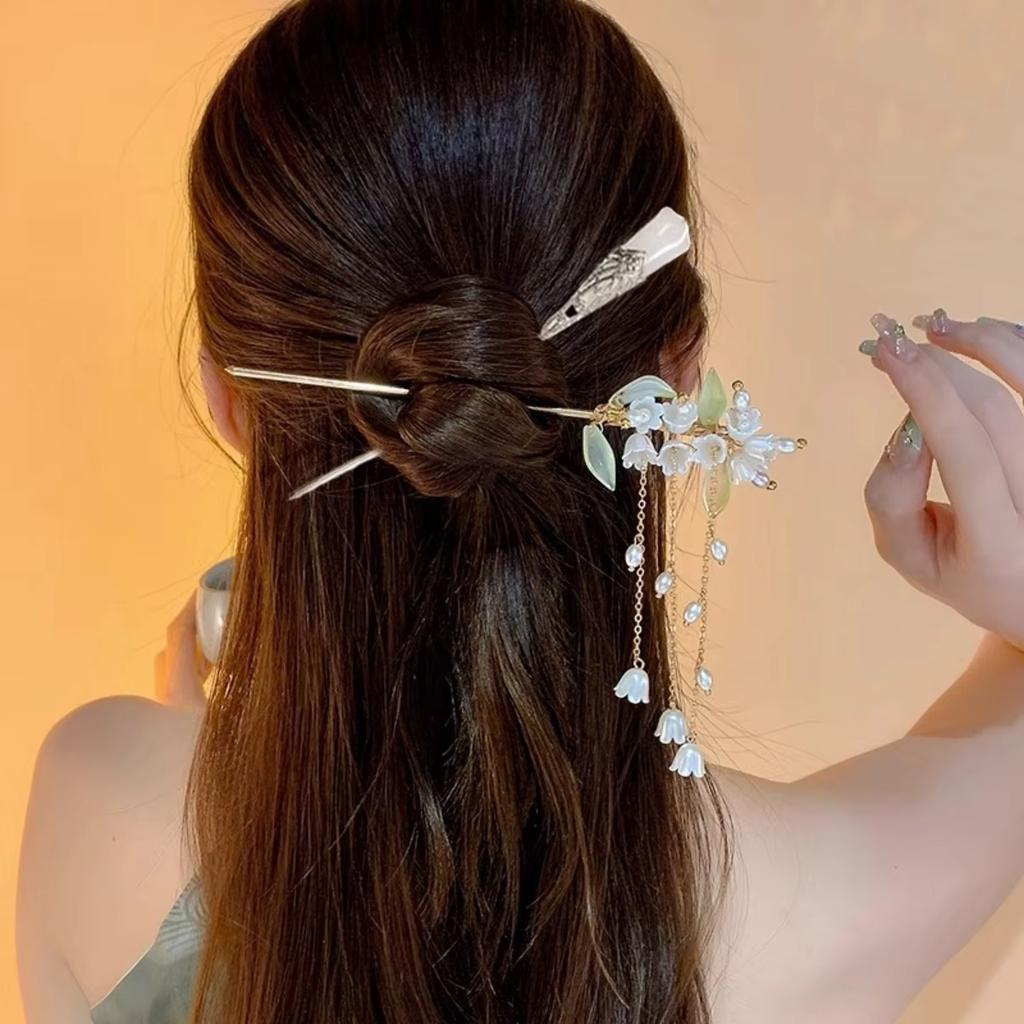 Horquilla de Flores de Lujo Ligero Para Mujer Estilo Chino Floral Mariposa Borla Palillo para el Cabello Elegante Joyería de Metal Horquilla Pinzas para el Cabello