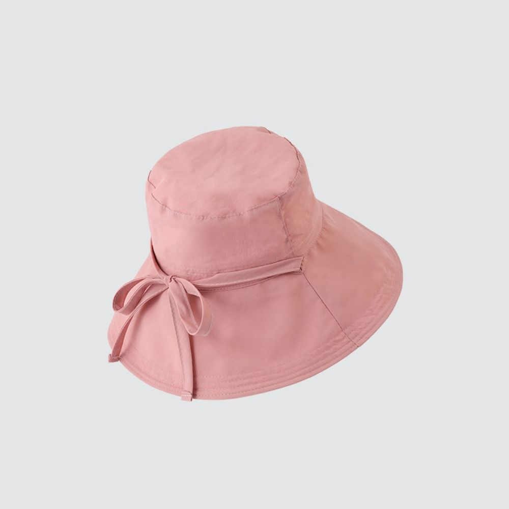Solid Color Summer Sun Hat Lace Up Bucket Hat Fashion Sunshade Hat  Travel
