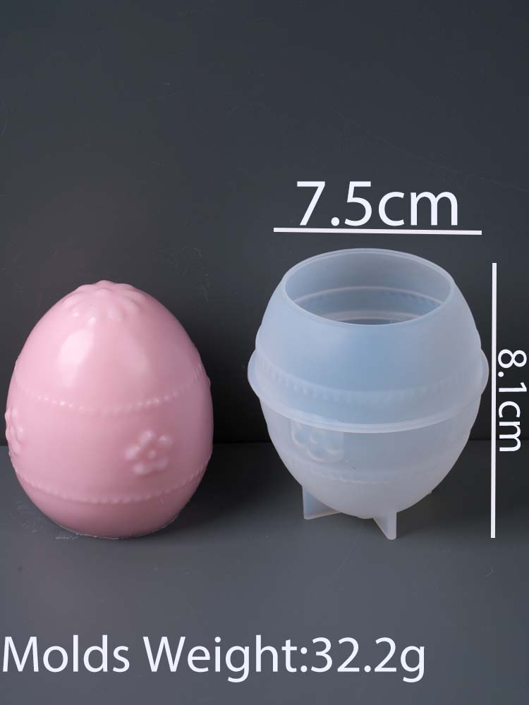 Relief Flower Egg Silicone Candle Mold DIY Easter Eggs Craft Gifts Making Soap Plaster Resin Casting Molds Home Holiday Decor