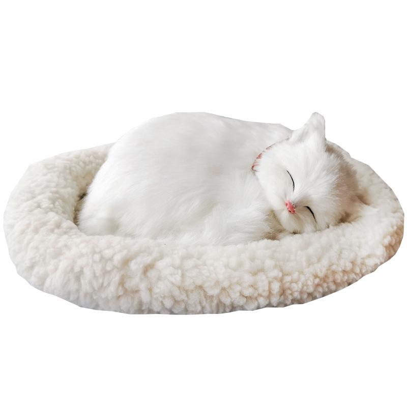 Breathing Simulation Cat Figurine, Realistic Animal Ornament for Home Tabletop Decoration