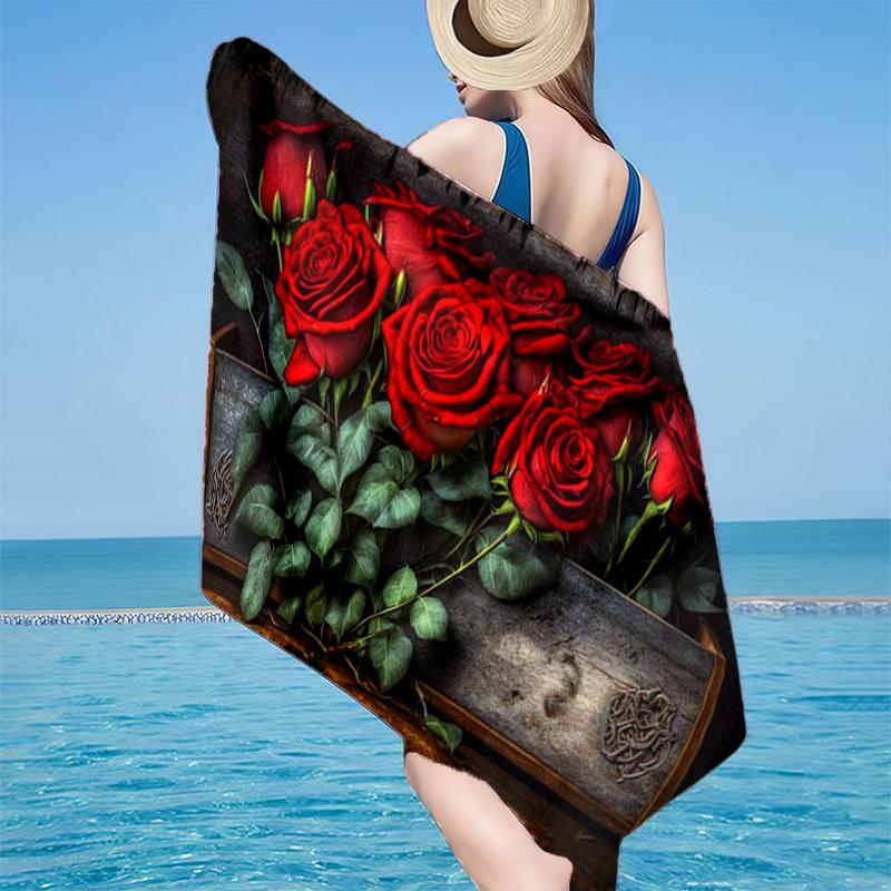 Gothic Rose Artwork Beach Towel, Super Soft Microfiber, Gift for Her/Him, Birthday, for Pool, Beach, Travel, Home Decor Fan gifts