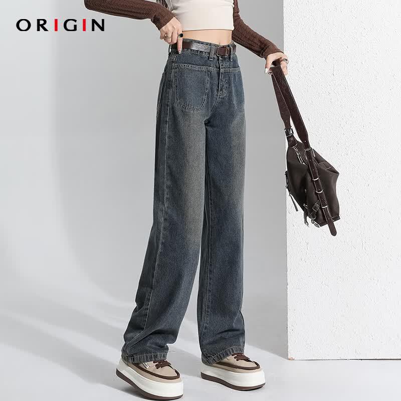 ORIGIN 2026 High-Waist Loose Wide-Leg Denim Jeans XL