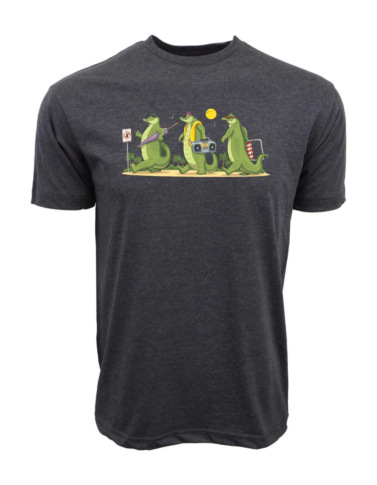 Unisex Adult Casual Graphic Crocodile Beach Graphic T shirt T-Shirt XL
