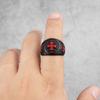 Anelli Uomo Acciaio Inossidabile Nero Croce Rossa Religione Punk Hip Hop per Ragazzo Fidanzato Gioielli Biker Regalo Creativo