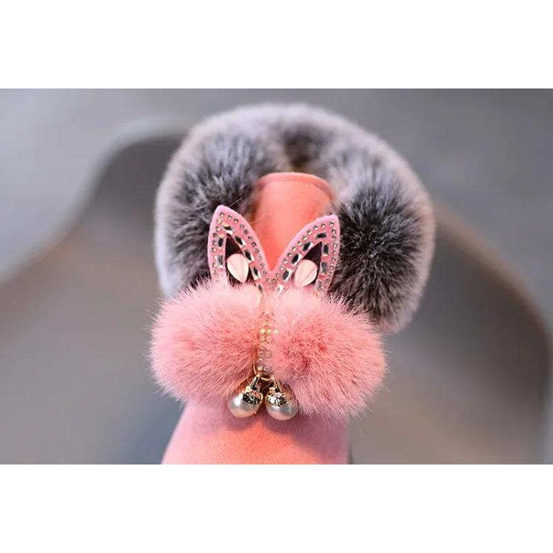 Winter Girls Boots Princess Snow Boots Leather Sport Shoes For Girl Children Warm Boots Fashion Soft Bottom Kids Sneakers