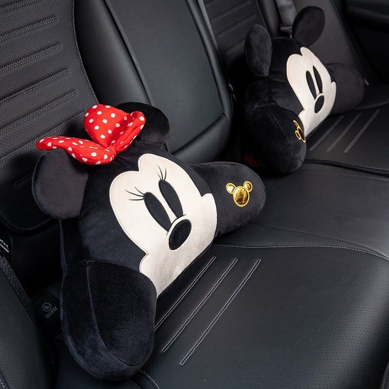 Cartoon Mickey Minnie Poached Egg Automotive Headrest Neck Pillow Pillow Cute Car Lumbar Support Pillow Seat Pillow