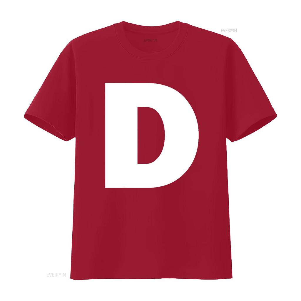 Letter D Capital Alphabet Monogram Initial T Shirt Vintage Washed Stylish Casual Soft Streetwear Slightly Breathable
