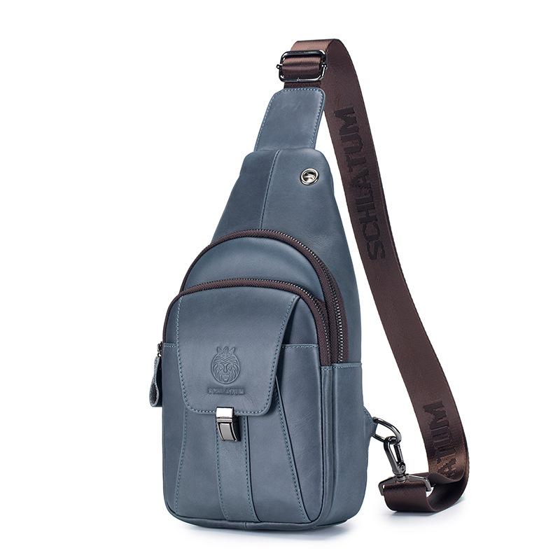 

Lion Leyton Genuine Leather Crossbody Bag for Men, European and American Retro New Style, Top Layer Cowhide синій
