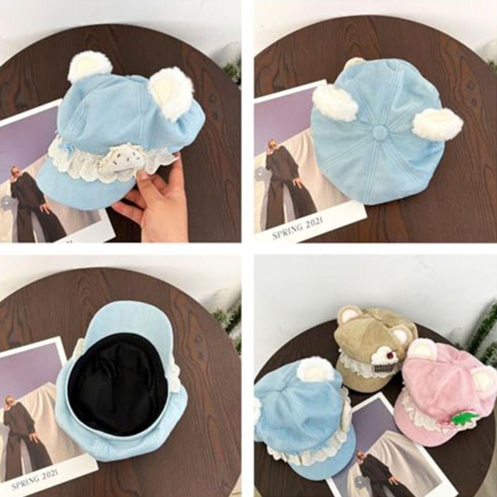 3D Cat Ears Cake Cat Ears Cap Lightweight Cat Ear Cap New Newsboy Cap  Party Wear