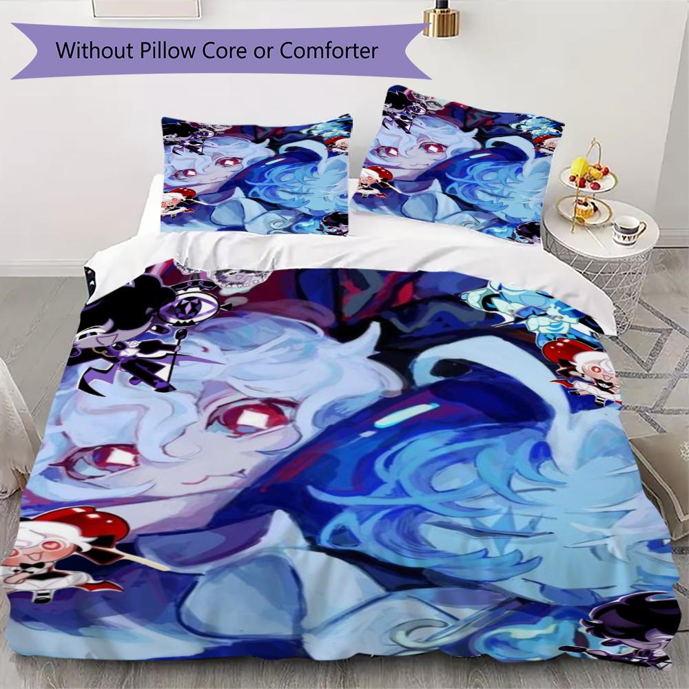 Cookie Run Kingdom Pattern Bedding uilt Set uilt Cover Pillowcase Home Decoration Birthday Gift (1 * duvet cover + 2 * pillowcase without core)16