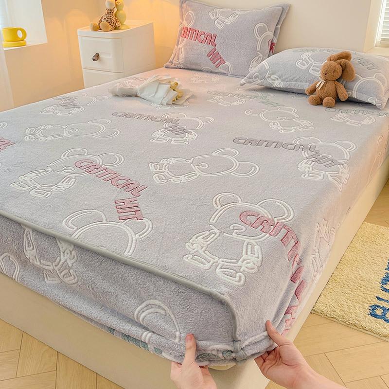 Milk Velvet Bedspread Winter Thick Bed Cover Fleece Bed Sheet Single Piece Bedding Set Cozy Warm Bedspread For Ultimate Comfort