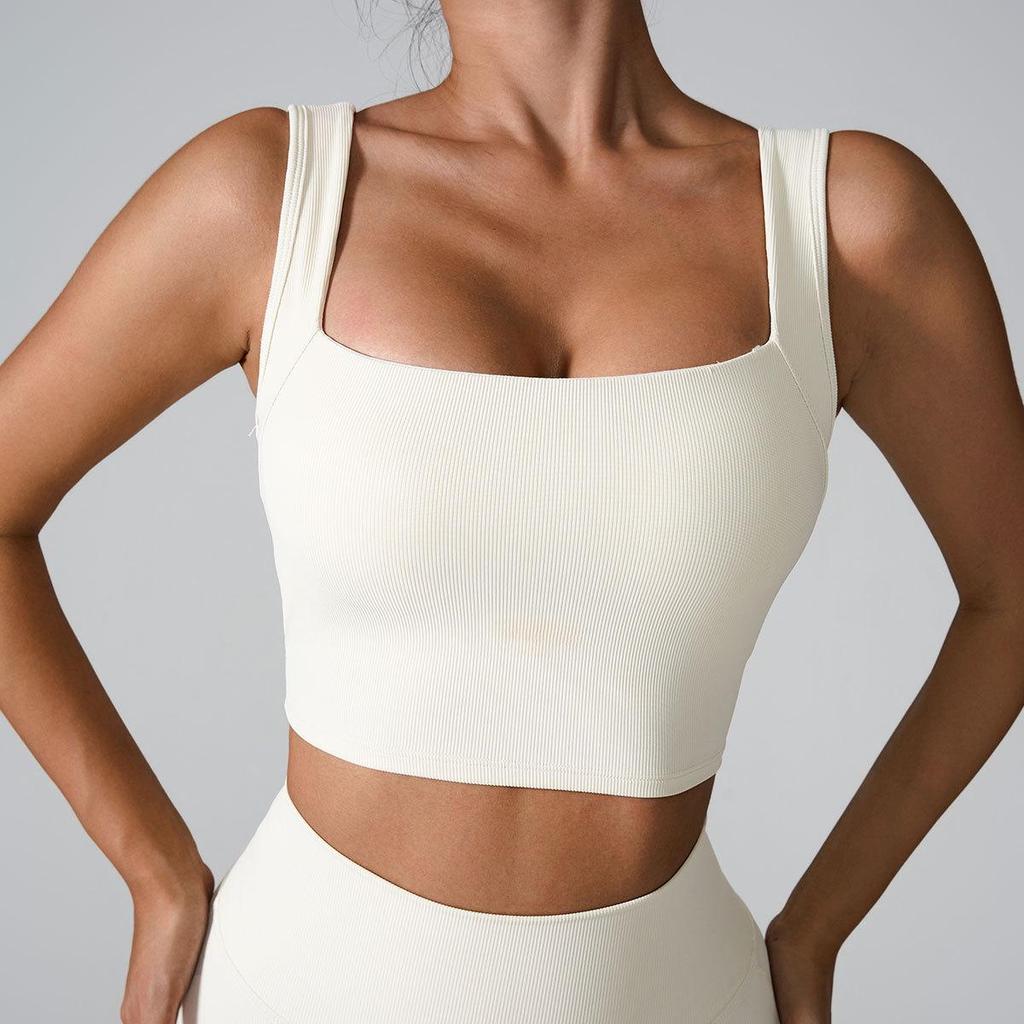 2024 Quick-Dry Shockproof Yoga Vest with Fixed Cup and Hollow Back Design